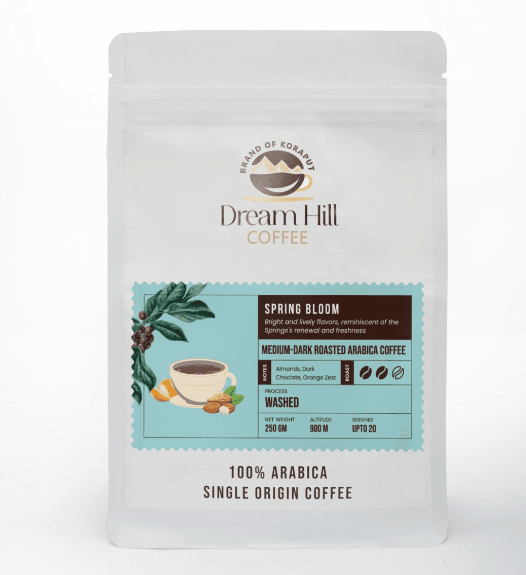 Spring Bloom – Medium-Dark Roast (250g, Single Origin, 100% Arabica Coffee)