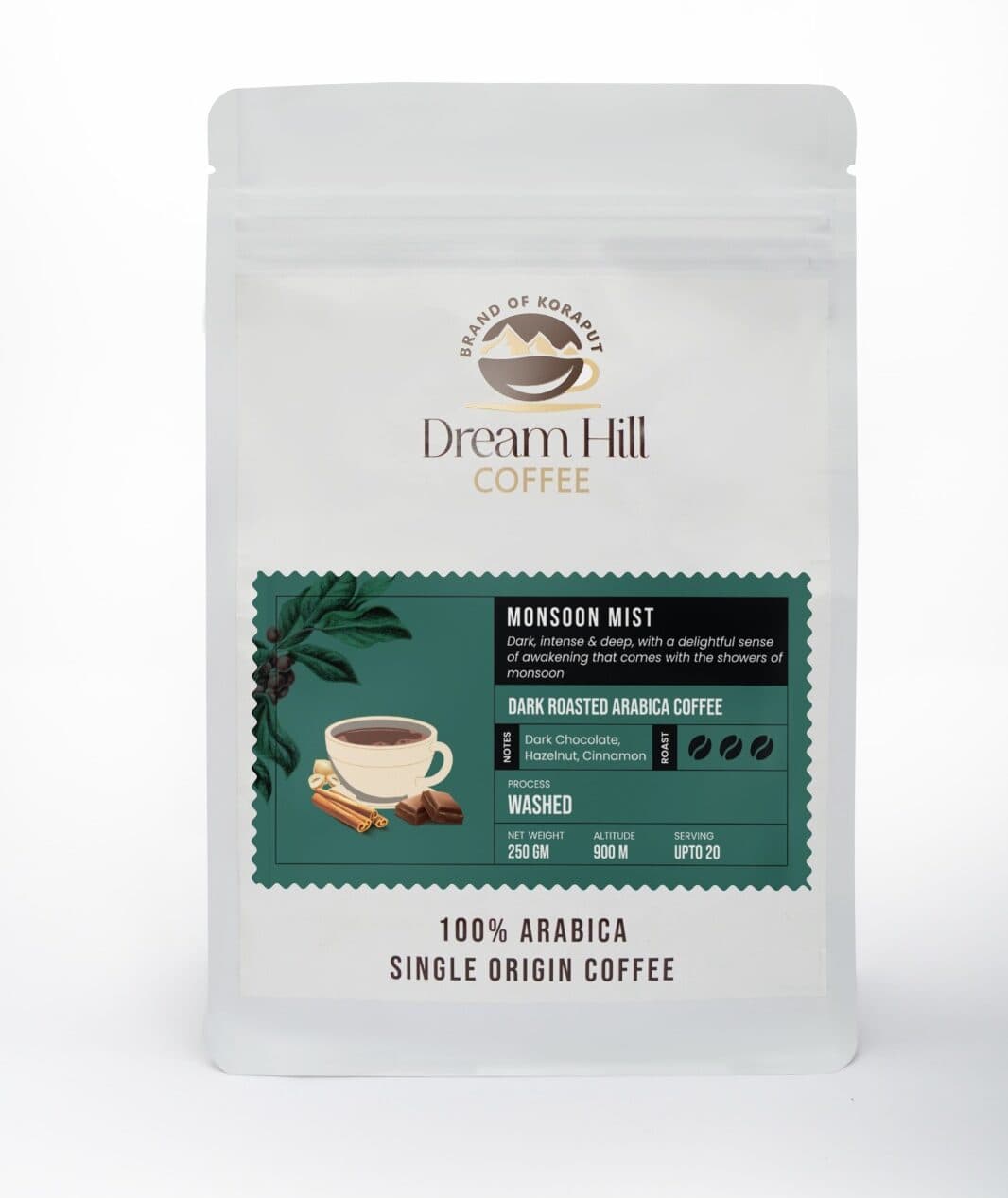 Monsoon Mist – Dark Roast (250g, Single Origin, 100% Arabica Coffee)